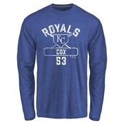 Men's Kansas City Royals Austin Cox ＃53 Base Runner Long Sleeve T-Shirt - Royal