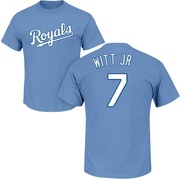 Men's Kansas City Royals Bobby Witt Jr. ＃7 Roster Name & Number T-Shirt - Light Blue