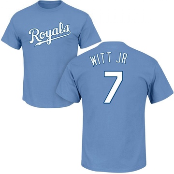 Men's Kansas City Royals Bobby Witt Jr. ＃7 Roster Name & Number T-Shirt - Light Blue