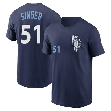 Men's Kansas City Royals Brady Singer ＃51 2022 City Connect Name & Number T-Shirt - Navy