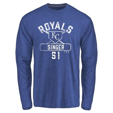 Men's Kansas City Royals Brady Singer ＃51 Base Runner Long Sleeve T-Shirt - Royal