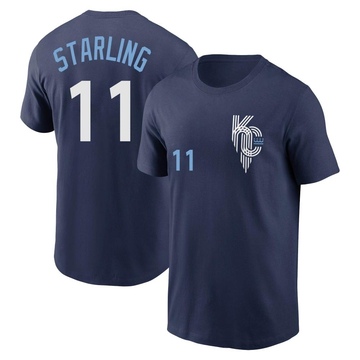 Men's Kansas City Royals Bubba Starling ＃11 2022 City Connect Name & Number T-Shirt - Navy