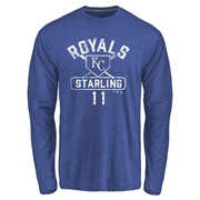 Men's Kansas City Royals Bubba Starling ＃11 Base Runner Long Sleeve T-Shirt - Royal