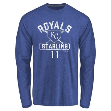 Men's Kansas City Royals Bubba Starling ＃11 Base Runner Long Sleeve T-Shirt - Royal