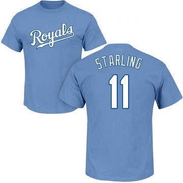 Men's Kansas City Royals Bubba Starling ＃11 Roster Name & Number T-Shirt - Light Blue