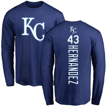 Men's Kansas City Royals Carlos Hernandez ＃43 Backer Long Sleeve T-Shirt - Royal