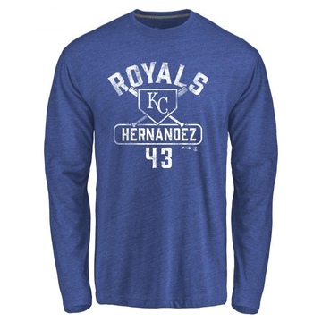 Men's Kansas City Royals Carlos Hernandez ＃43 Base Runner Long Sleeve T-Shirt - Royal
