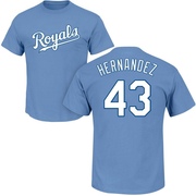 Men's Kansas City Royals Carlos Hernandez ＃43 Roster Name & Number T-Shirt - Light Blue