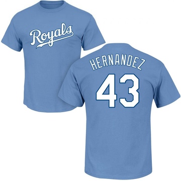 Men's Kansas City Royals Carlos Hernandez ＃43 Roster Name & Number T-Shirt - Light Blue
