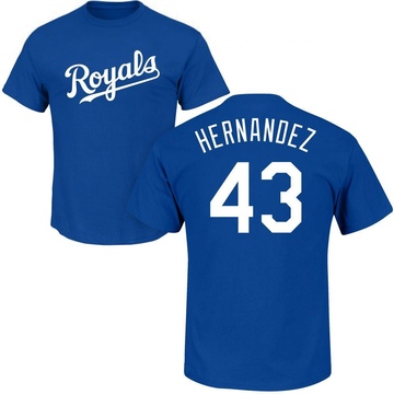 Men's Kansas City Royals Carlos Hernandez ＃43 Roster Name & Number T-Shirt - Royal