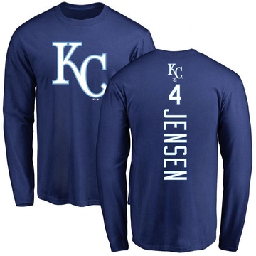 Men's Kansas City Royals Carter Jensen ＃4 Backer Long Sleeve T-Shirt - Royal