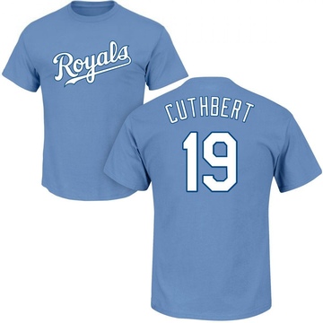 Men's Kansas City Royals Cheslor Cuthbert ＃19 Roster Name & Number T-Shirt - Light Blue