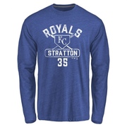 Men's Kansas City Royals Chris Stratton ＃35 Base Runner Long Sleeve T-Shirt - Royal