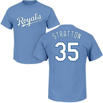 Men's Kansas City Royals Chris Stratton ＃35 Roster Name & Number T-Shirt - Light Blue
