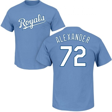 Men's Kansas City Royals CJ Alexander ＃72 Roster Name & Number T-Shirt - Light Blue