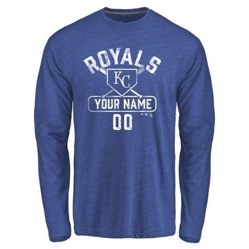 Men's Kansas City Royals Custom ＃00 Base Runner Long Sleeve T-Shirt - Royal