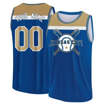 Men's Kansas City Royals Custom ＃00 Legend Baseball Tank Top - Royal/Yellow