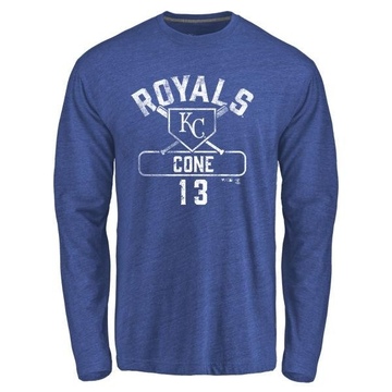 Men's Kansas City Royals David Cone ＃13 Base Runner Long Sleeve T-Shirt - Royal