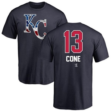 Men's Kansas City Royals David Cone ＃13 Name and Number Banner Wave T-Shirt - Navy