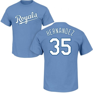 Men's Kansas City Royals Diego Hernandez ＃35 Roster Name & Number T-Shirt - Light Blue