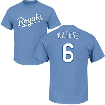 Men's Kansas City Royals Drew Waters ＃6 Roster Name & Number T-Shirt - Light Blue