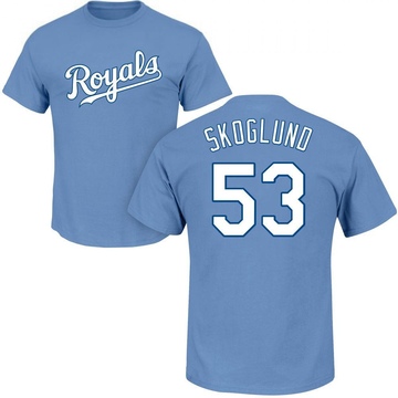 Men's Kansas City Royals Eric Skoglund ＃53 Roster Name & Number T-Shirt - Light Blue