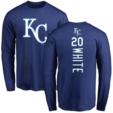 Men's Kansas City Royals Frank White ＃20 Backer Long Sleeve T-Shirt - Royal