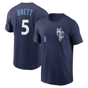 Men's Kansas City Royals George Brett ＃5 2022 City Connect Name & Number T-Shirt - Navy