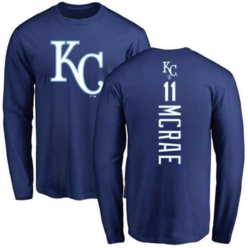 Men's Kansas City Royals Hal Mcrae ＃11 Backer Long Sleeve T-Shirt - Royal