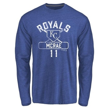 Men's Kansas City Royals Hal Mcrae ＃11 Base Runner Long Sleeve T-Shirt - Royal