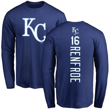 Men's Kansas City Royals Hunter Renfroe ＃16 Backer Long Sleeve T-Shirt - Royal