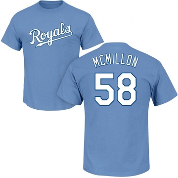 Men's Kansas City Royals John McMillon ＃58 Roster Name & Number T-Shirt - Light Blue
