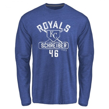 Men's Kansas City Royals John Schreiber ＃46 Base Runner Long Sleeve T-Shirt - Royal