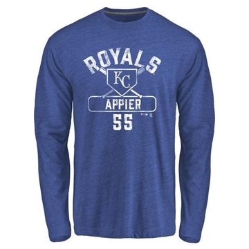 Men's Kansas City Royals Kevin Appier ＃55 Base Runner Long Sleeve T-Shirt - Royal