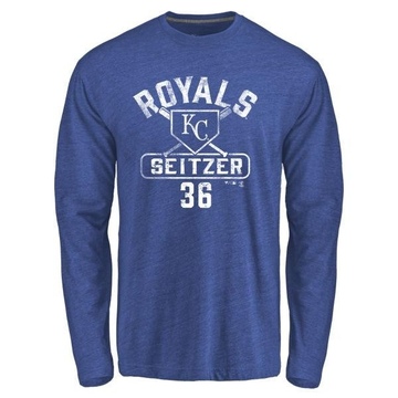 Men's Kansas City Royals Kevin Seitzer ＃36 Base Runner Long Sleeve T-Shirt - Royal