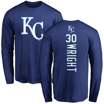 Men's Kansas City Royals Kyle Wright ＃30 Backer Long Sleeve T-Shirt - Royal
