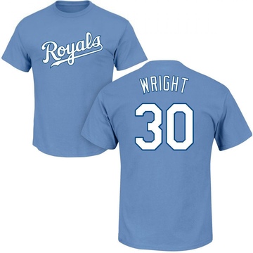 Men's Kansas City Royals Kyle Wright ＃30 Roster Name & Number T-Shirt - Light Blue