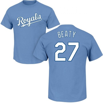 Men's Kansas City Royals Matt Beaty ＃27 Roster Name & Number T-Shirt - Light Blue