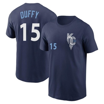 Men's Kansas City Royals Matt Duffy ＃15 2022 City Connect Name & Number T-Shirt - Navy