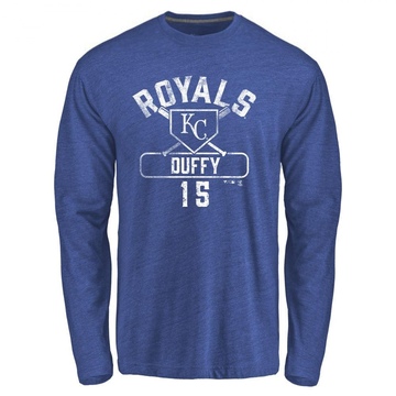 Men's Kansas City Royals Matt Duffy ＃15 Base Runner Long Sleeve T-Shirt - Royal