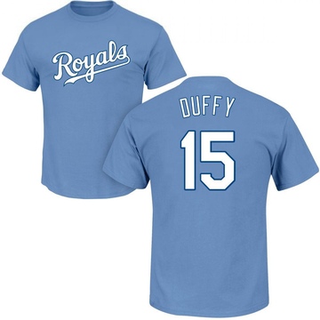 Men's Kansas City Royals Matt Duffy ＃15 Roster Name & Number T-Shirt - Light Blue