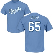 Men's Kansas City Royals Matt Sauer ＃65 Roster Name & Number T-Shirt - Light Blue