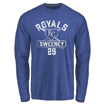 Men's Kansas City Royals Mike Sweeney ＃29 Base Runner Long Sleeve T-Shirt - Royal