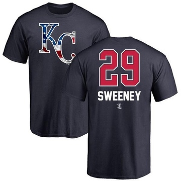 Men's Kansas City Royals Mike Sweeney ＃29 Name and Number Banner Wave T-Shirt - Navy