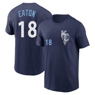 Men's Kansas City Royals Nate Eaton ＃18 2022 City Connect Name & Number T-Shirt - Navy