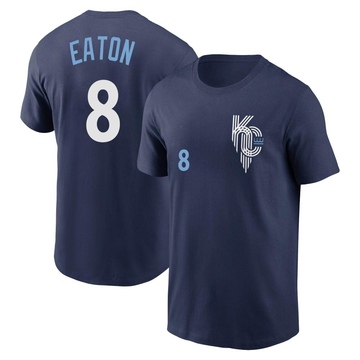 Men's Kansas City Royals Nathan Eaton ＃8 2022 City Connect Name & Number T-Shirt - Navy