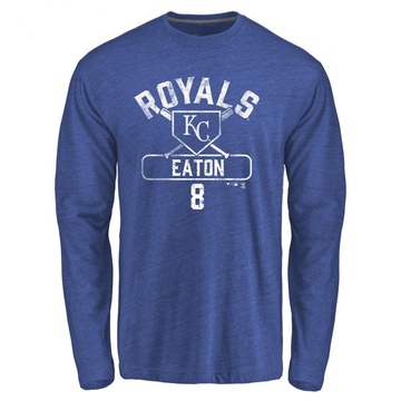 Men's Kansas City Royals Nathan Eaton ＃8 Base Runner Long Sleeve T-Shirt - Royal