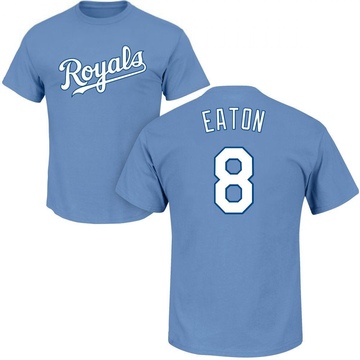 Men's Kansas City Royals Nathan Eaton ＃8 Roster Name & Number T-Shirt - Light Blue