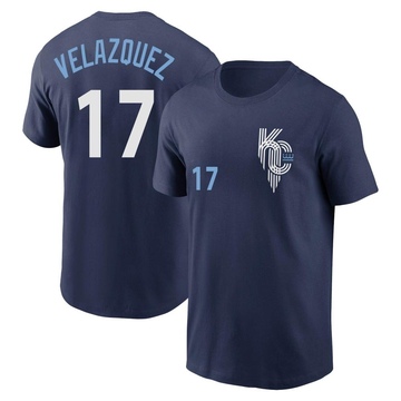 Men's Kansas City Royals Nelson Velazquez ＃17 2022 City Connect Name & Number T-Shirt - Navy