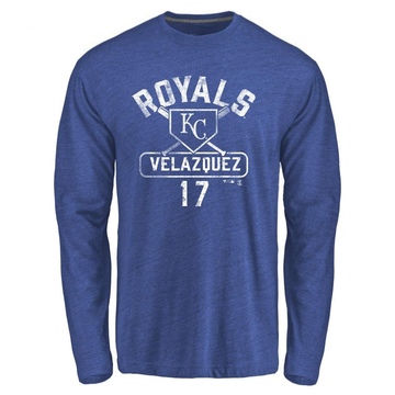 Men's Kansas City Royals Nelson Velazquez ＃17 Base Runner Long Sleeve T-Shirt - Royal